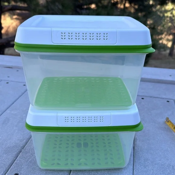 Set 2 Rubbermaid Fresh Works Produce Savers Vegetables Storage Bins Refrigerator - Picture 3 of 15